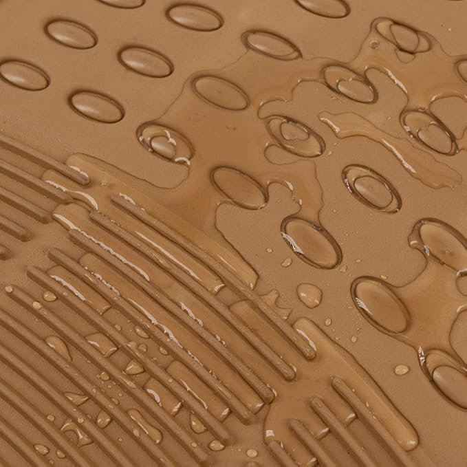 BDK Beige Heavy Duty Front Rear Rubber Floor Mats Universal Liners for Car SUV Van Truck, All Weather Protection with Anti-Slip Nibs, Fit Contours of Most Vehicles