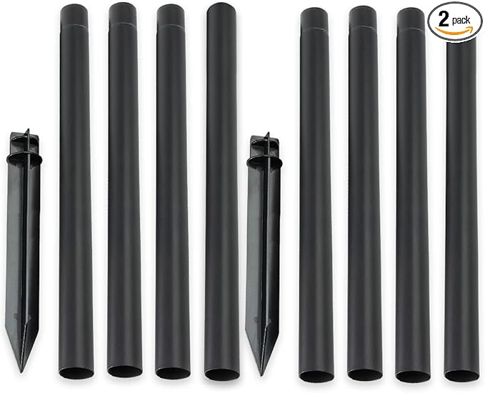 ZOOHAR Outdoor Light Pole Extension Kit - 55"4.6FT Stainless Steel with ABS Stakes, for Enhancing Garden Lights and Torches, Garden, Patio, Parties, Wedding,1.2in Diameter (2 Sets, 10 pcs)