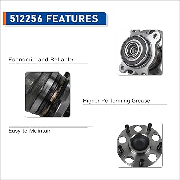 512256 Rear Wheel Bearing Hub Assembly Compatible with Acura CSX 2006-2010, Honda Civic EX, Si 2006-2011, 5Lugs