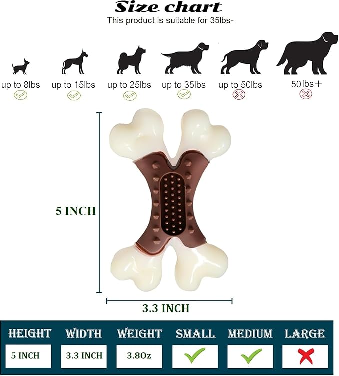 Beef Flavor Durable Nylon Bone Dog Toy for Small and Medium Breeds (Brown)