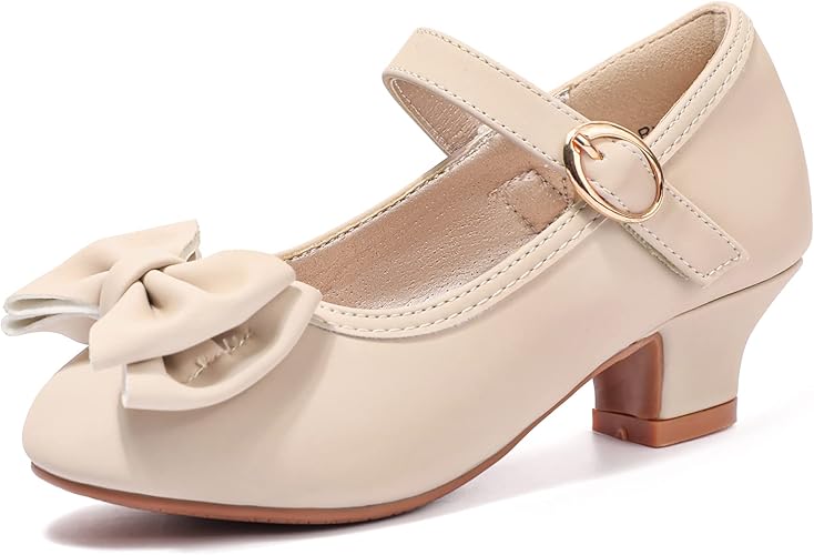 PANDANINJIA Girls Toddler/Little Kid Jada Dress Mary Jane Pumps Bow Low Heels Party Wedding Princess Shoes