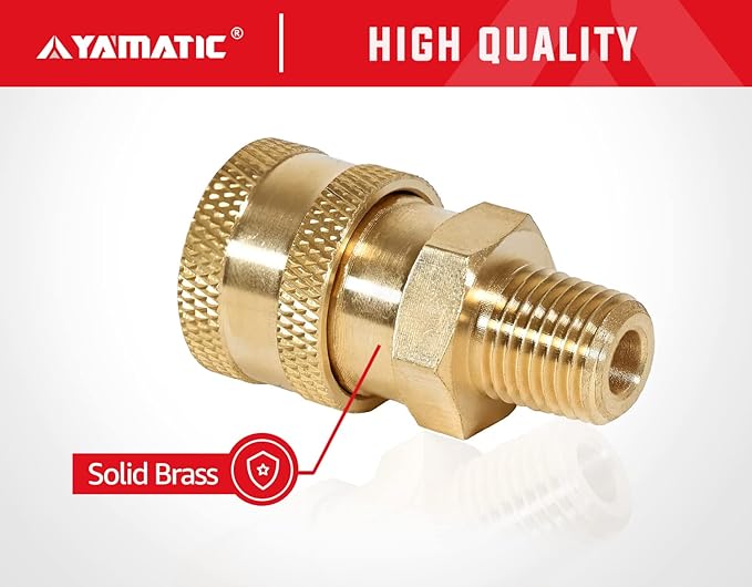 YAMATIC Pressure Washer Fitting, 1/4" Male Npt To 1/4" Socket, 1/4 inch Quick Connect Coupler, 5000 PSI Pressure Washer Coupler 1Pcs
