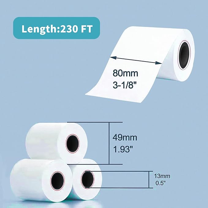 MFLABEL 10 Rolls Thermal Receipt Paper Rolls 3-1/8 x 230ft Thermal Paper Rolls