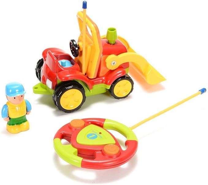 Haktoys Remote Control Bulldozer Toy for Toddlers Easy RC Construction Tractor with Blade for Boys Girls Ages 18 Months and Up First Remote Control Vehicle for Kids