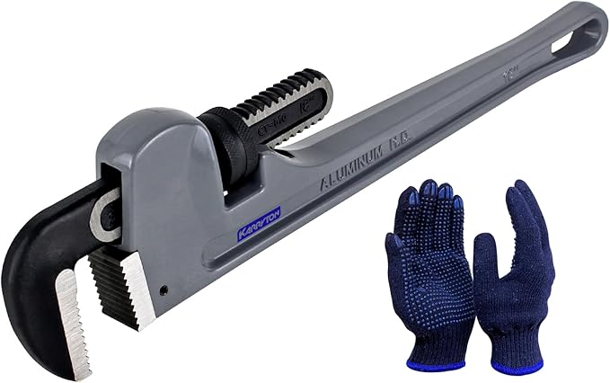 18 Inch Aluminum Pipe Wrench, 3-14"83mm Adjustable Cr-Mo Jaw Opening Heavy Duty Aluminum Straight Handle Plumbing Wrenches, Perfect Plumbers Tool Exceed GGG Standard
