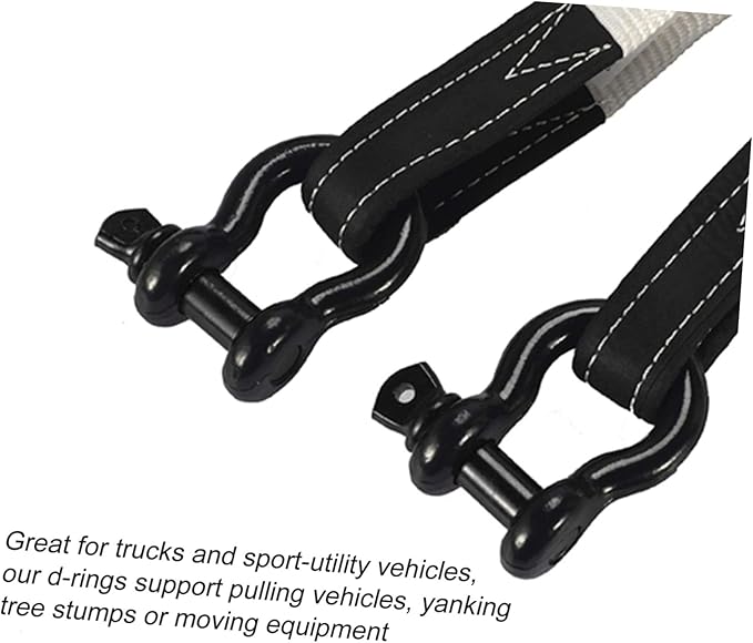 58-inch heavy duty stainless steel D-ring shackles, D-ring shackles, black vehicle hitch recovery shackle