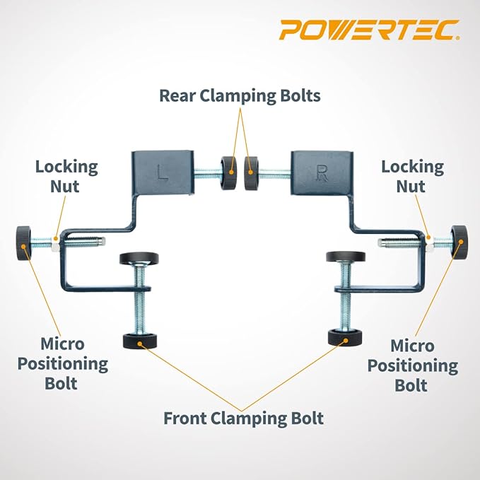POWERTEC Drawer Front Installation Clamps, Cabinet Installation Clamps, Adjustable Drawer Fixing Clamp, Drawer Face Mounting Clamps, Easy and Fast Cabinet Assembly Clamps for Woodworking 2PC - 71181