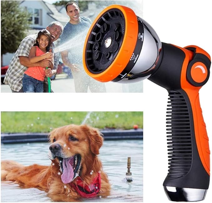 Garden Hose Spray Nozzle,10 Hose Metal Duty Watering Patterns Thumb Control On Off Valve, High Pressure Nozzle Sprayer for Plants, Car Wash,Cleaning,Showering Pets
