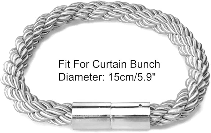 uxcell 2 Pack Magnetic Curtain Tiebacks 21.7 Inch Curtain Holdbacks Window TieBack Clips Decorative Rope Curtain Holdback Holder Gray