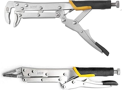 Xiao Dao Pro Extened Locking Vise Grip Pliers Set 12" Straight Jaws and 80 Degree Jaws Needle Nose Pliers Set, Quick Release Design,