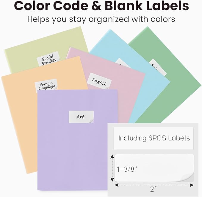 Soooez 6Pack Folders with Pockets, Pastel Colors, Heavy Duty Pocket Folders, Plastic Folders with Pockets, 2 Pocket Folders Bulk, Aesthetic File Folders, Back to School Office Filing Supplies