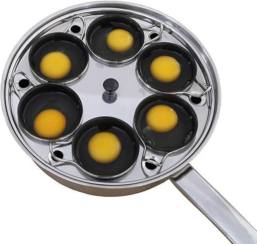 Egg Poacher Pan - Stainless Steel Poached Egg Cooker Perfect Poached Egg Maker Induction Cooktop Egg Poachers Cookware Set with 6 Nonstick Large PFOA FREE Egg Poacher Cups and Silicone Spatula