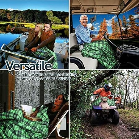 ZONETECH Car Travel Blanket Green Plaid Premium Quality 12V Polar Fleece Material Automotive Comfortable Great for Winter, Cold Days and Nights, Road Trips