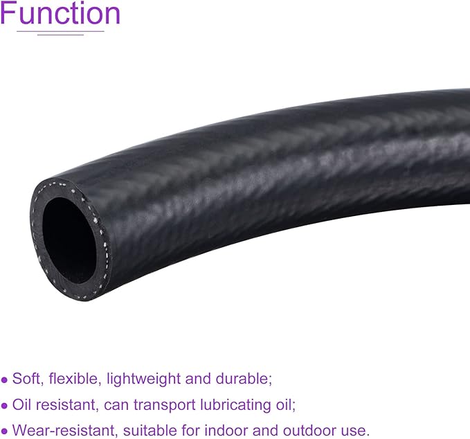 DMiotech 19mm(34") ID 27mm OD 5ft Fuel Line Hose Rubber Fuel System Engine Hose Black for Gas, Diesel, Fuel, Engine Oil, Hydraulic