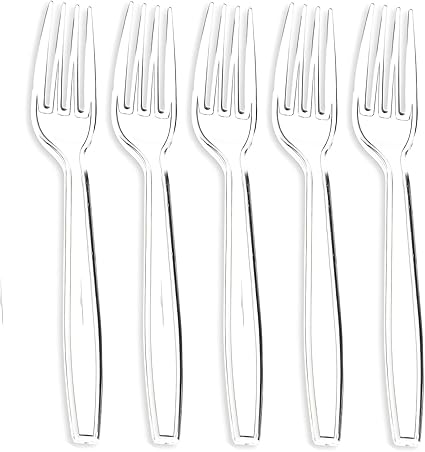 Premium Disposable Clear Plastic Forks (50 Count) Transparent, Durable, and Convenient for Parties, Events, and Everyday Use