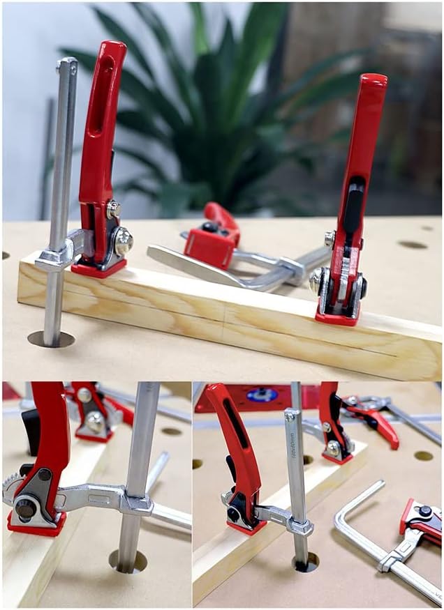 1 Piece Ratchet Table Clamp Quick Release Bar Clamp Steel Clamping F Track Clip for Hole Table and Guide Rail System