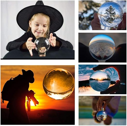 LONGWIN 120mm (4.7 inch) Large Crystal Divination Ball Decorative Glass Balls Photography Props Free Wooden Stand