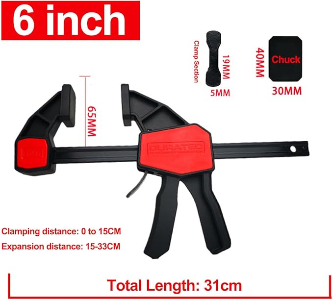 2PCS Bar Clamps For Woodworking Quick Grip Clamps Trigger Clamp Opening Reinforced Thickened Design with Quick Conversion Button (6inch)