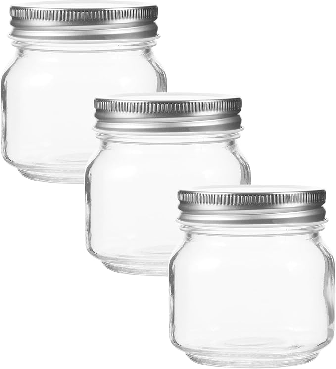 VOSAREA 3pcs Sealed Jar Mason Jar Candy Dispenser Honey Dispenser Jam Containers Food Storage Container Transparent Containers Small Jar with Lid Jars for Kitchen Clear Jars Glass