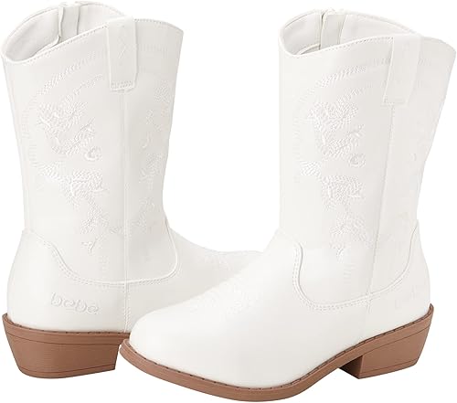 Bebe Girls' Cowboy Boots - Classic Western Country Cowgirl Boots - Mid Calf Riding Shoes for Toddlers Little and Big Girls