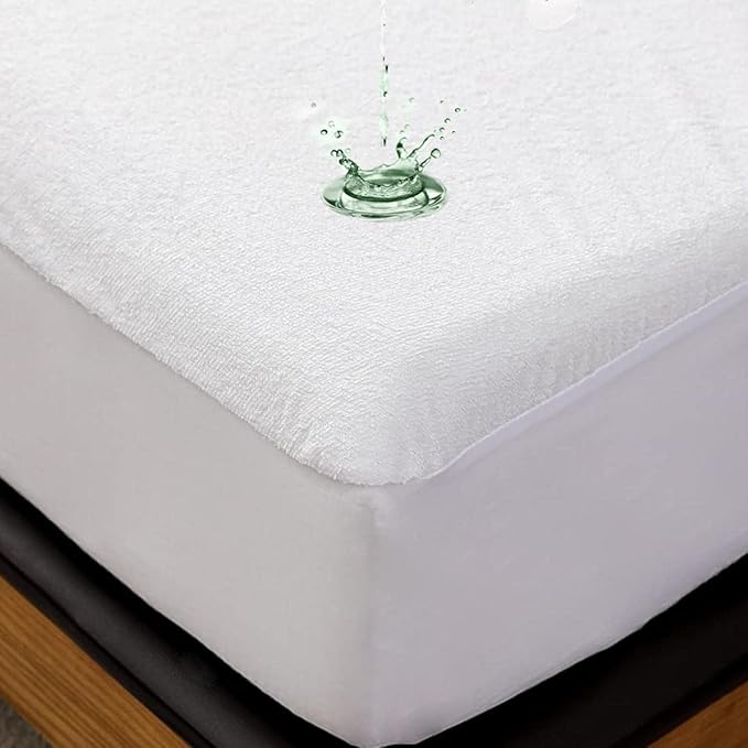 California Queen Size 60 X 84 Terry Cotton 100 Waterproof 1 Peice Mattress Protector, Breathable, Noiseless Mattress Cover, 12"- 14" Fitted Deep Pocket Mattress Protector Cover White Solid