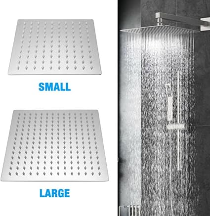 Magik 81012'' Stainless Steel Flow Rainfall Square Shower Head Full Body Coverage (8 Inches)
