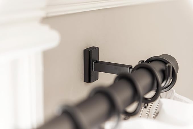 BlastHome Luxury Adjustable Curtain Rod Brackets Premium Quality Heavy Metal Replacement Accessory Signature Collection, Set of Two Fits Up to 1 14" Diameter Curtain Rods Matte Graphite