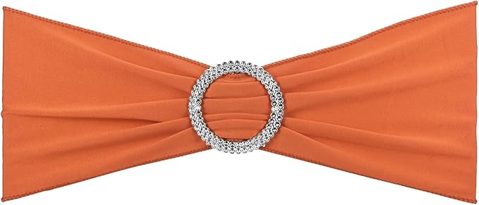 PATIKIL 13" x 5" Stretch Chair Sashes Bows, 25 Pack Elastic Chair Bands Sashes with Buckle Slider for Wedding Banquet Decorations, Orange Red