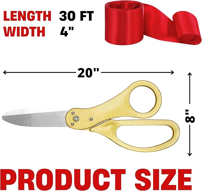 20" Gold Scissors for Grand Opening Gold Giants Ribbon Cutting Scissors for Special Events Inaugurations and Ceremonies Giant Shears for Opening Ceremony Heavy Duty Shears