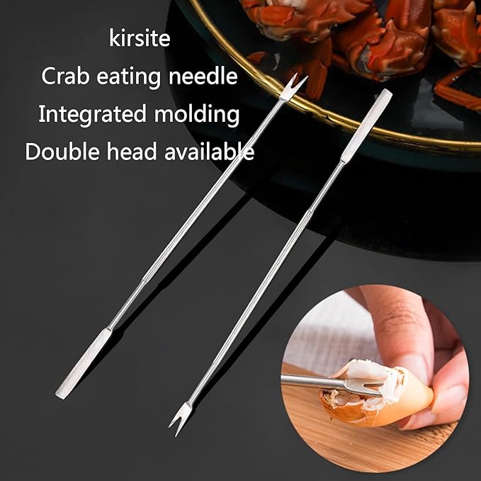 3Pcs. Silver Stainless Steel Seafood Forks Lobster Forks Spikes Kitchen Needle Gadget Seafood Tools Kitchen Tools Kitchen Gadget Walnut Needle Tools