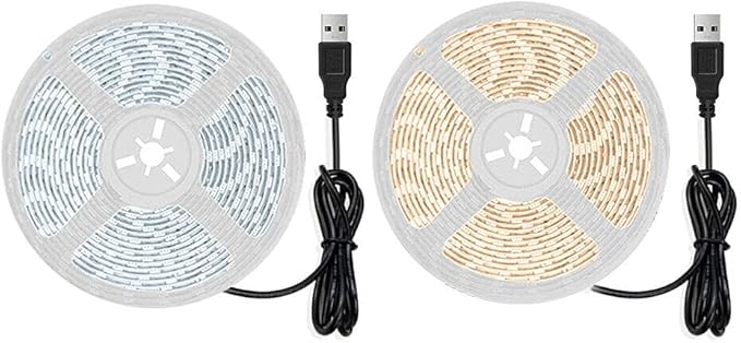 ausuky LED Strip Light Flexible Lamp Diode Tape Set TV Desktop Screen Backlight 5V USB (White Light5m)
