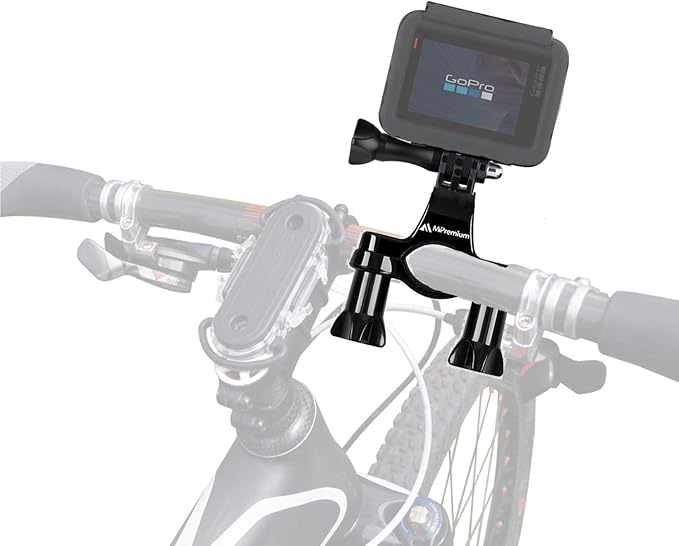 Bicycle Bike Handlebar Mount Adapter for GoPro Hero 13 12 11 10 9 8 7 6 5 4 3 2 1 Fusion Session Black Silver EK7000 Sjcam Seatpost Pole Clamp 3 Way Adjustable Pivot Arm for Action Cameras