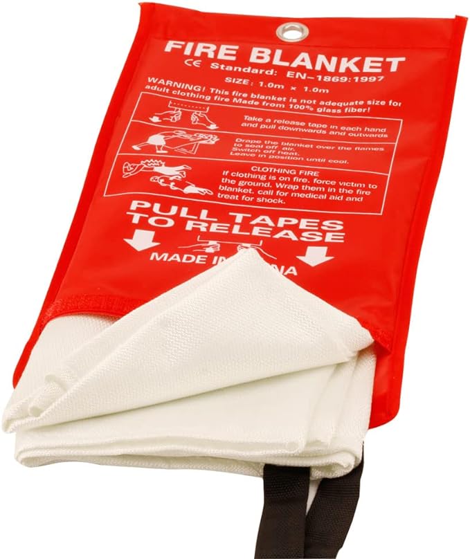 Aksipo Fire Blanket Fiberglass Fire Emergency Blanket Suppression Blanket Flame Retardant Blanket Emergency Survival Safety Cover for Kitchen Home House Car Office Warehouse, 2 Pack (39.3X 39.3 inch)