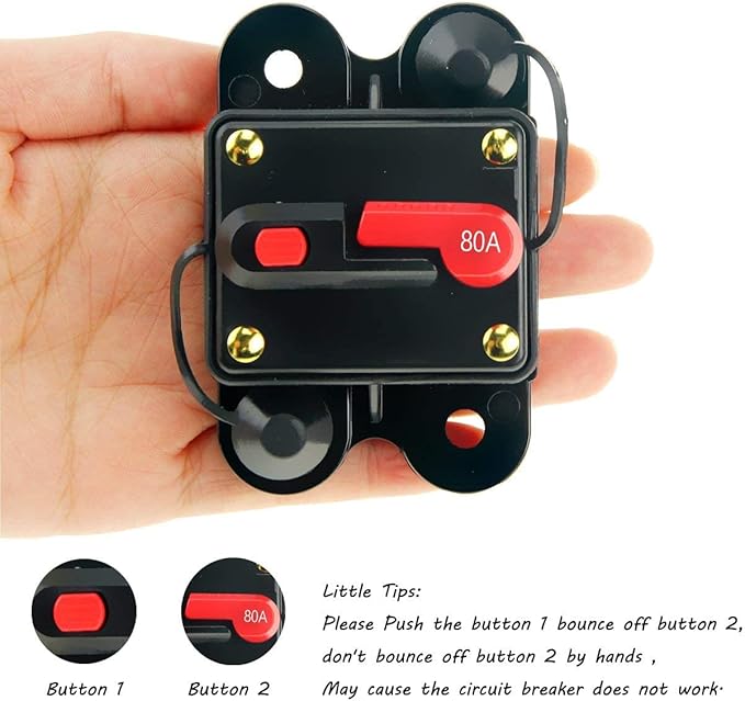 Circuit Breaker 80amp 50A-300A with Manual Reset Home Solar System Fuse Holder for Car Audio and Amps Protection 12V-48V DC Reset Fuse Inverter Replace Fuses