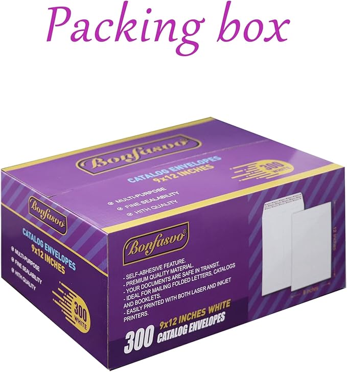 300 Pack 9x12 White Catalog Envelopes Peel Seal Security Mailing Envelopes 120GSM Kraft Paper self Seal Envelopes for Invitations Papers Photos Documents Pictures Papers Files