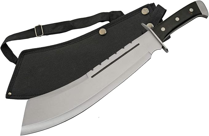 SZCO Supplies 18.25" Full Tang Machete with Nylon Sheath Ai High-Carbon Stainless Steel Blade for Camping, Survival, and Outdoor Adventures