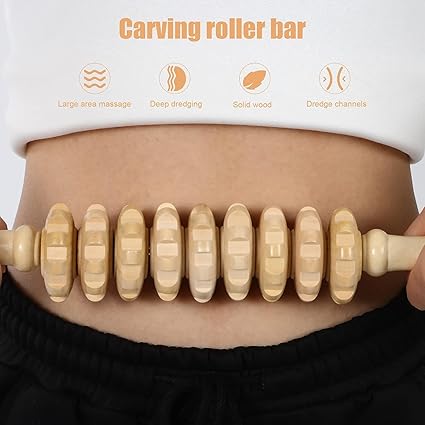 Wooden Massager Wood Therapy Massage Tools for Body Shaping, Fascia, Cellulite, Muscle Abdomen, Body Therapy Massager, Muscle Belly Relief Tool (F)