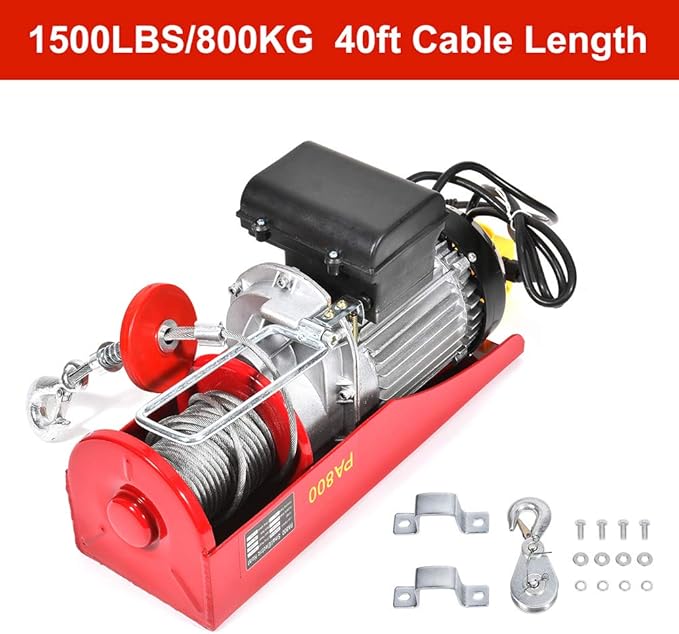1500lb for Mini Overhead Electric Hoist Lift Crane Garage Engine Hoist Winch
