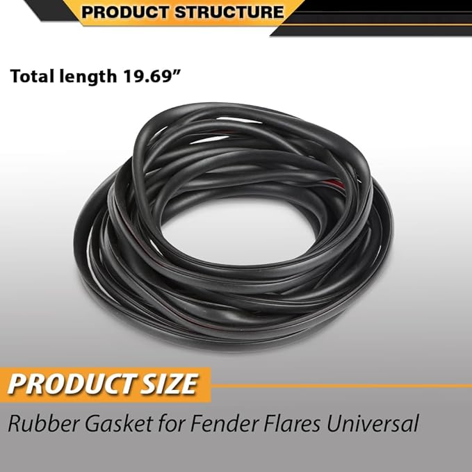 Fender Flares Edge Trim 18 Feet, Fender Flare EPDM Rubber Seal for Car and Truck Wheel Wells, Fender Flare Gasket Universal Bonds wAutomotive-Grade Adhesive Tape Black