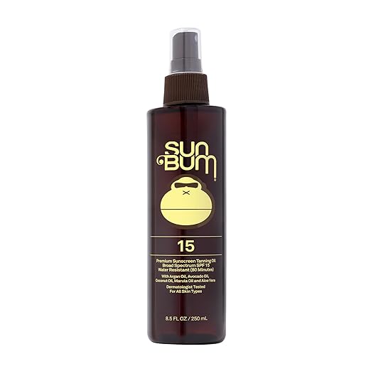 Sun Bum SPF 15 Moisturizing Tanning Oil Vegan and Hawaii 104 Reef Act Compliant (Octinoxate Oxybenzone Free) Broad Spectrum Moisturizing UVAUVB Sunscreen Tanning Oil 8.5 oz