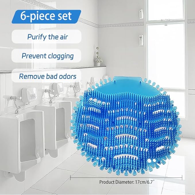 6 Pack Urinal Screen Set, Anti-Splash Urinal Cakes Filter, Portable Toilet Urinal Mats Scent Freshener for Bathroom Hotel Restaurant School Office Gym (Red, Green, Blue) (6 pcs)