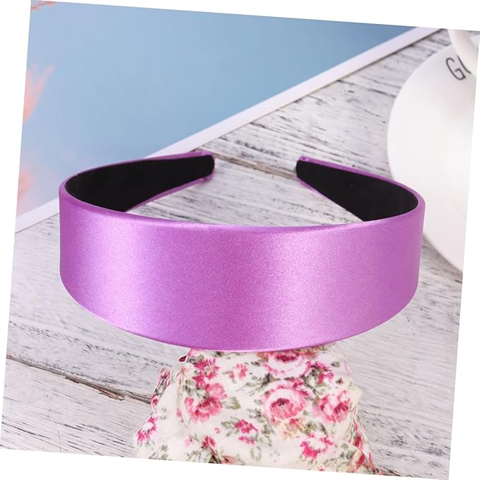 Angoily Wide-brimmed Satin Headband Yoga Headbands for Women Hairband Makeup Headband Hairpin Headband Bandanas for Women Bands Adult Women Braids Headbands Hair Bands Fabric Purple