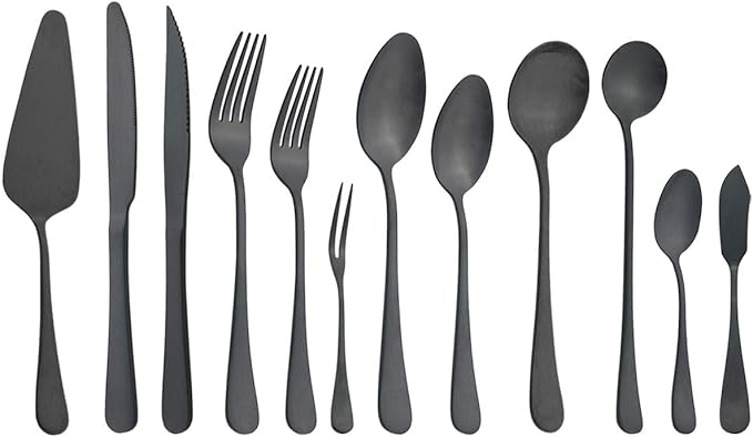 Matte Finish Black Espresso Spoons, Mini Coffee Spoon, 5.51 Inches Stainless Steel Small Spoons for Dessert, Set of 4
