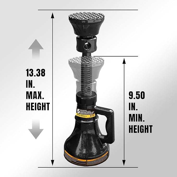 BIG RED Screw Jack, 5 Ton (10,000 LBs) Expert-Level Car Support Screw Jack Applicable to House Construction and Bridge Stabilization, Black