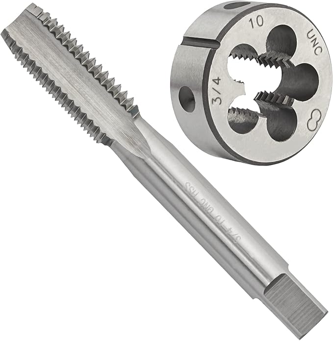 34"-10 UNC HSS Tap And Die Set, 34 x 10 UNC Machine Thread Tap And Round Thread Die Right Hand