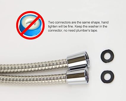 Purelux Shower Hose, 60 Inches Universal Handheld Showerhead Hose Made of Stainless Steel, Polished Chrome Finish