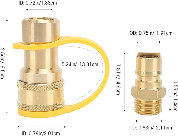 3pcs Gas Quick Connect Fittings, Gas Fittings Brass Gas Quick Connect Adapter Kit for Rv Trailer Van