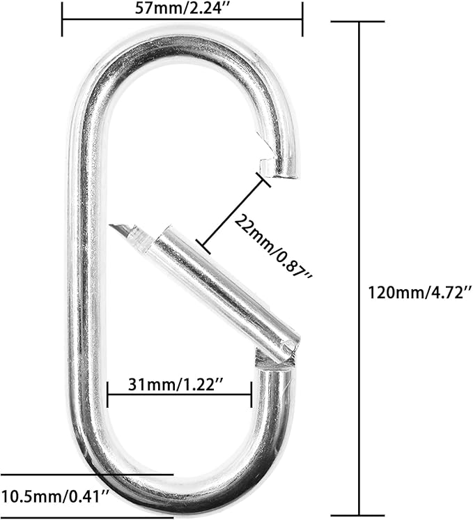 Oval Carabiner Clips,TTZEZE Iron Spring Snap Hooks,Galvanized Locking Carabiners,Heavy Duty O Shape Carabiners,Key Rings Chain Connectors for Outdoor and Indoor Use
