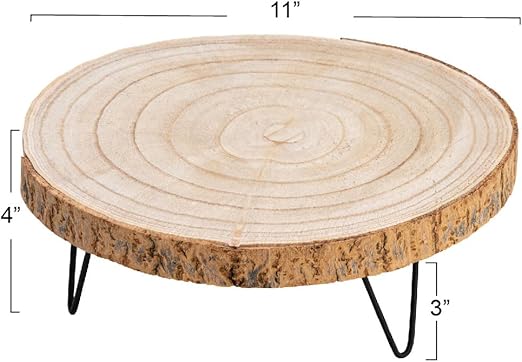 Creative Co-Op Large Paulownia Wood Pedestal with Metal Legs