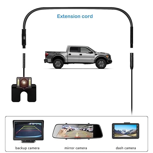YQMAJIM Rear view extension cable for dash cam (4 pins, 6 feet), rearview mirror camera cable, backup extension cable